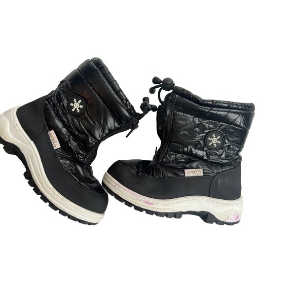 Apres by Lamo Youth Kids Winter Boots Zip Closure White Black Size US 12Y - Picture 1 of 6